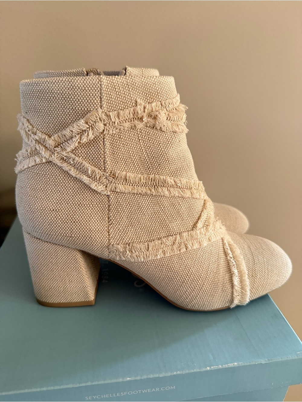 Seychelles Natural Fringe Canvas Ankle Boots